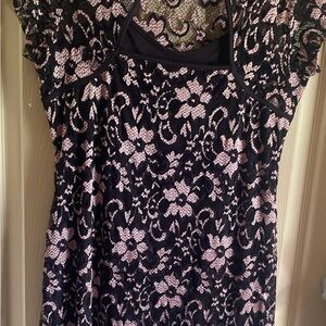 Black and Pink Lace Dress